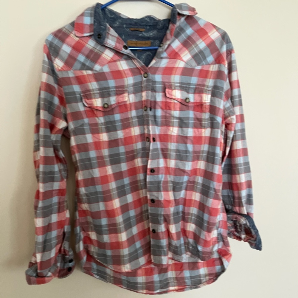 Men's Plaid Shirt - Red and Gray